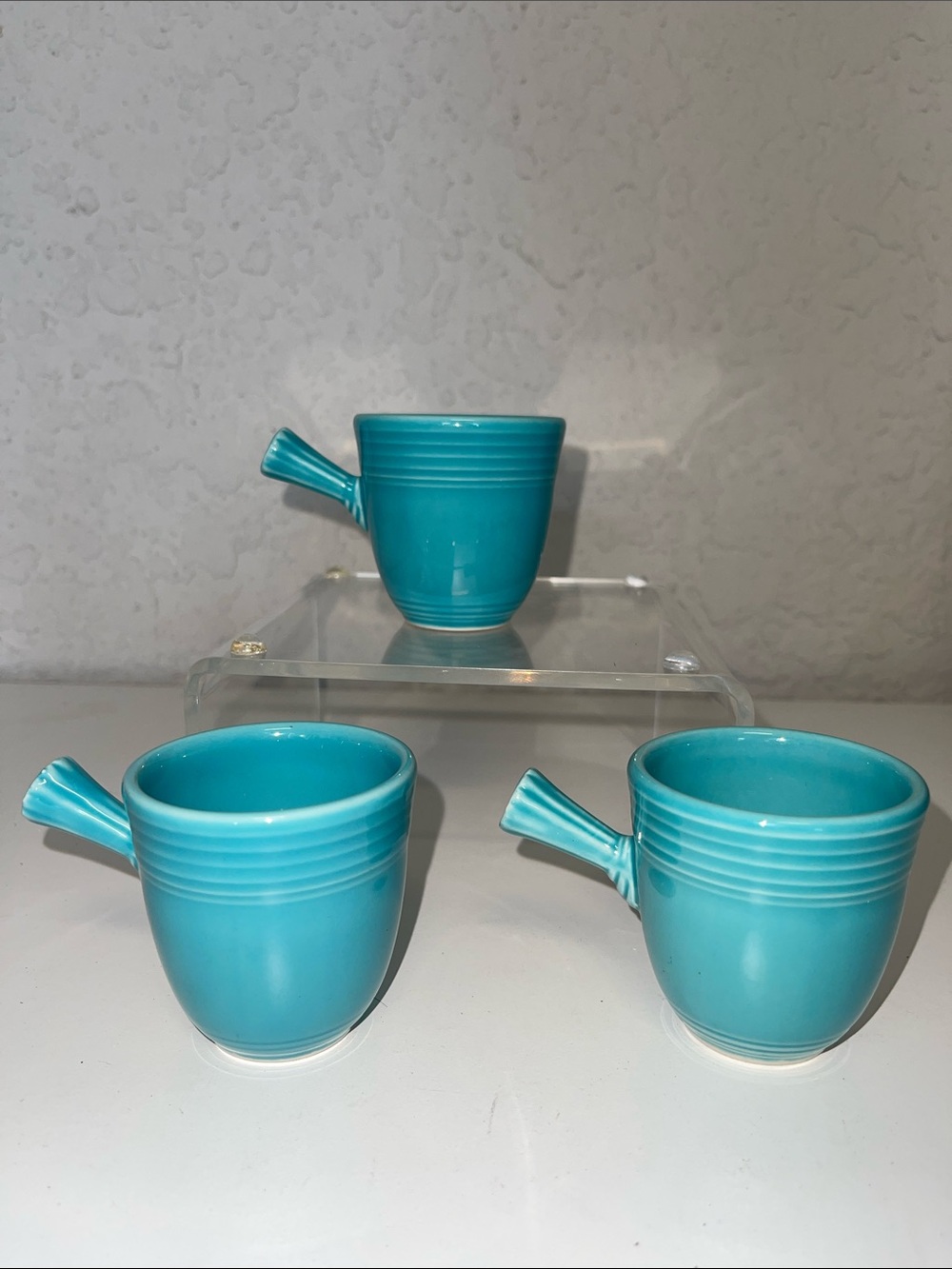 Fiesta Juniper Stick Handle Demitasse Cups (3) VGUC  Retired Fiestaware
